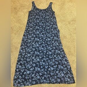 Vintage faded glory 100% rayon on maxi dress black blue floral size L